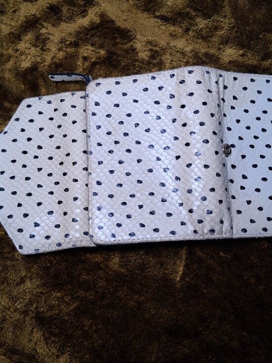 Kate Spade Kennedy Street Snake Wallet Trifold Ivory Black Dots Leather - Picture 11 of 16